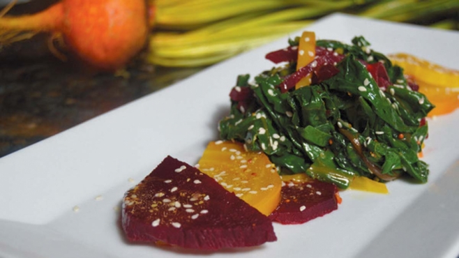 Beet Greens & Roasted Beet With Sesame Dressing