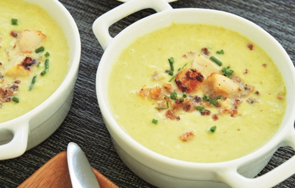 asparagus bisque with bay scallops