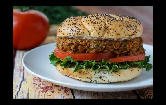 The Four Seasons Natural Food's Carrot Sunflower Veggie Burger.