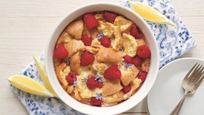 Instant Pot Lemon-Raspberry Breakfast Strata, reprinted with permission from "The Art of Great Cooking with Your Instant Pot" by Emily Sunwell-Vidaurri