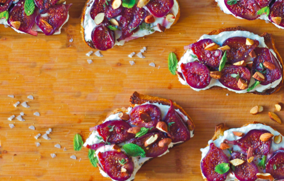 Wine-Poached Figs on Ricotta Toast