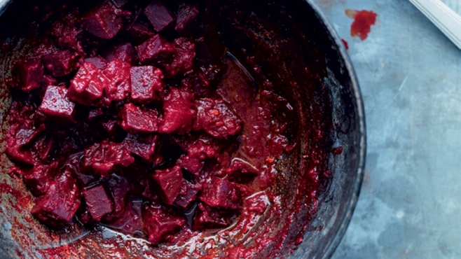 Punjabi-style Beets with Ginger (Punjabi Chukandar Ki Sabzi)