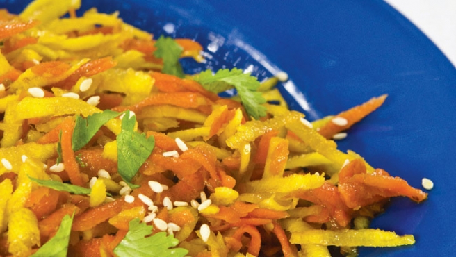 Sesame Ginger Dressing on Grated Carrots