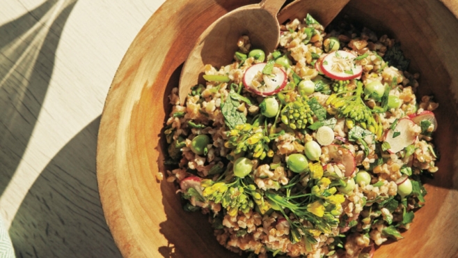 Spring Bulgur Salad with Kale Buds recipe 